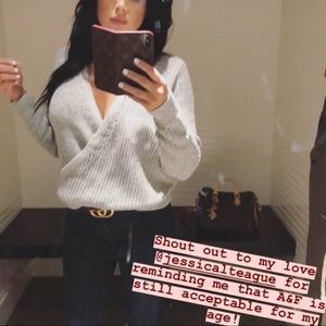 A&F Grey Cross Wrap Sweater